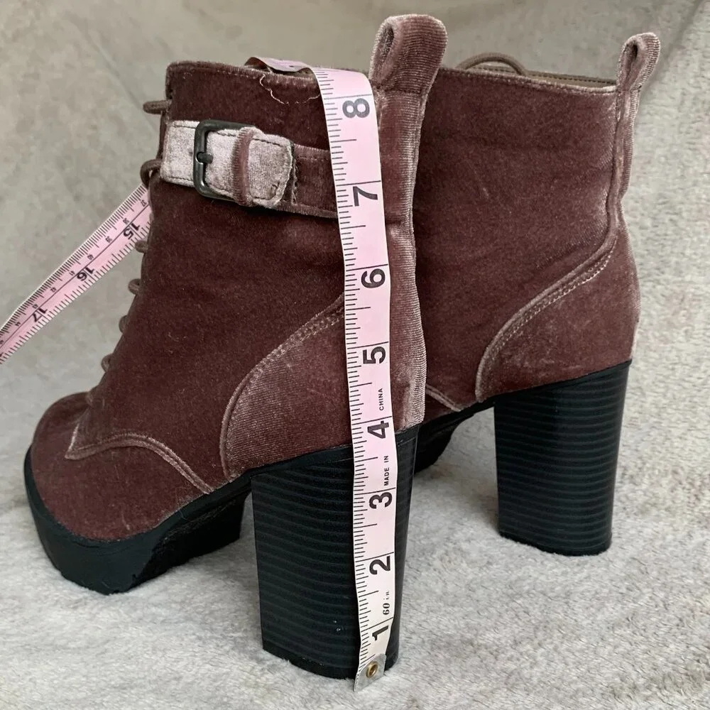 Madden Girl Jitter Jitt Crushed Velvet Lace Up Platform Heeled Boots Sz8 - Picture 14 of 16